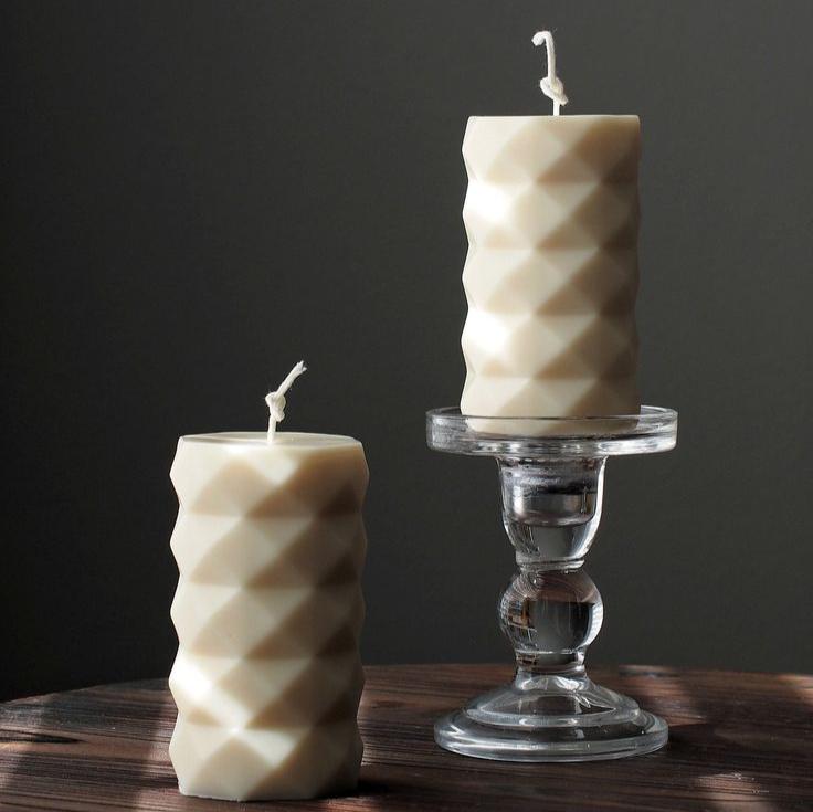 Diamond Sculpted Pillar Candle